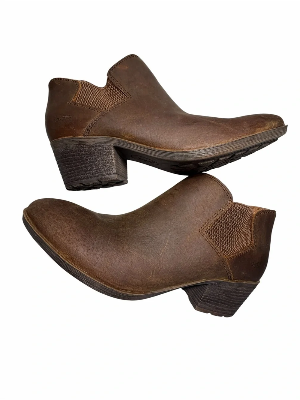 B.O.C Brown Leather Western Ankle Booties - Womens 8